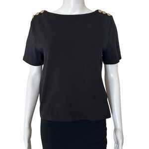 J Crew Mariner Cloth Short Sleeve Gold Buttons Nautical T-Shirt Small